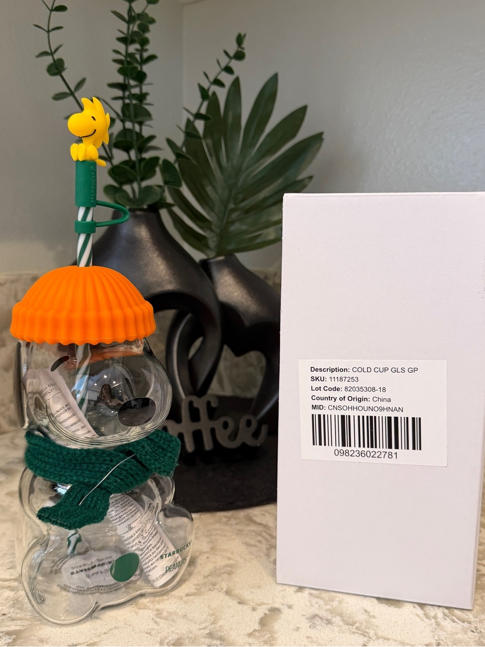 Starbucks Snoopy Collection Glass Cup! 🧡 ✨